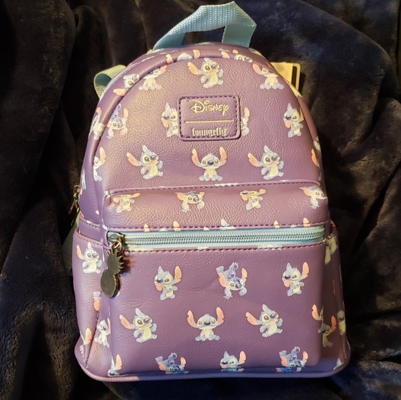 Disney Loungefly Stitch purple/blue mini backpack - Picture 2 of 7